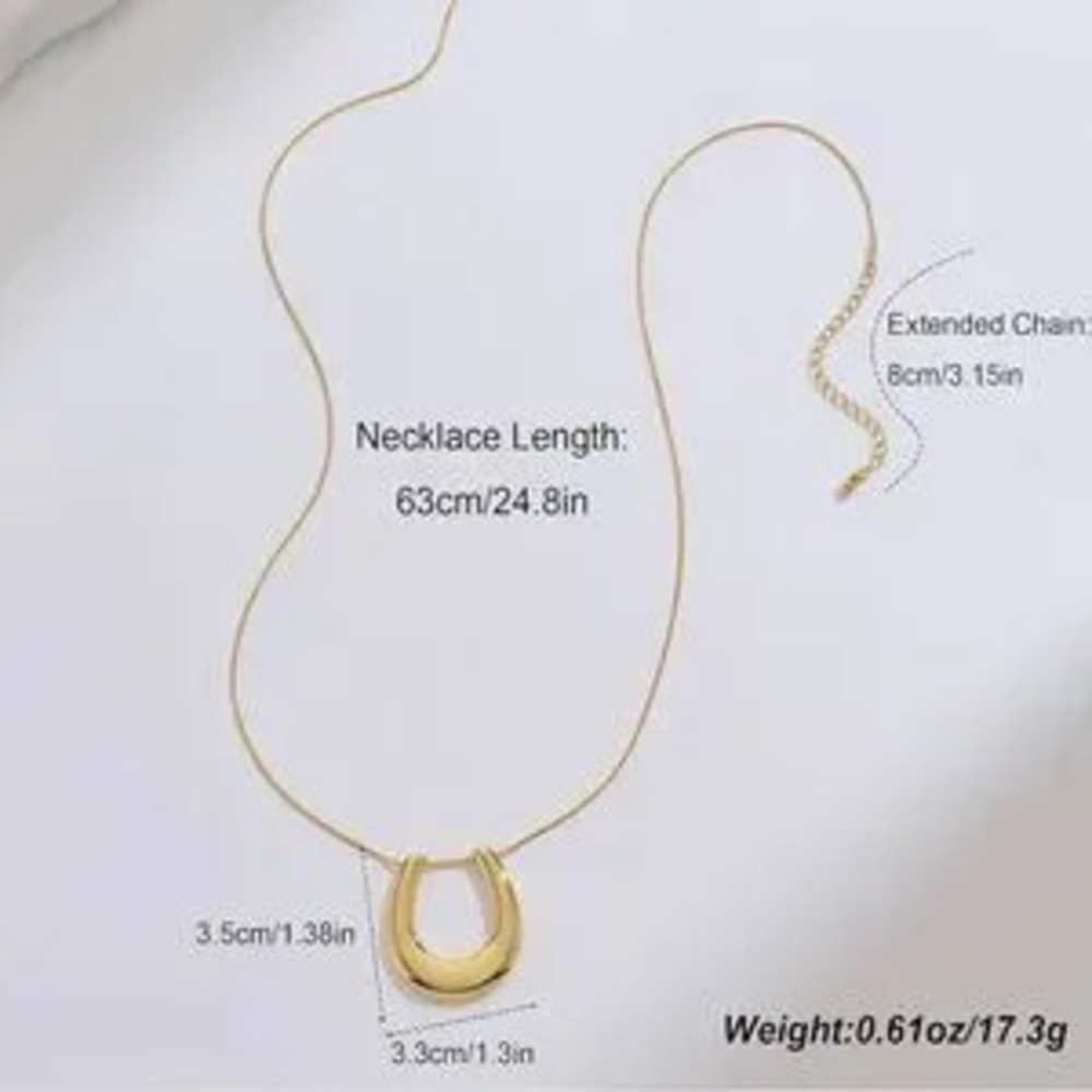 NEW?14K Gold Plated Statement Long Elegant Horseshoe Necklace